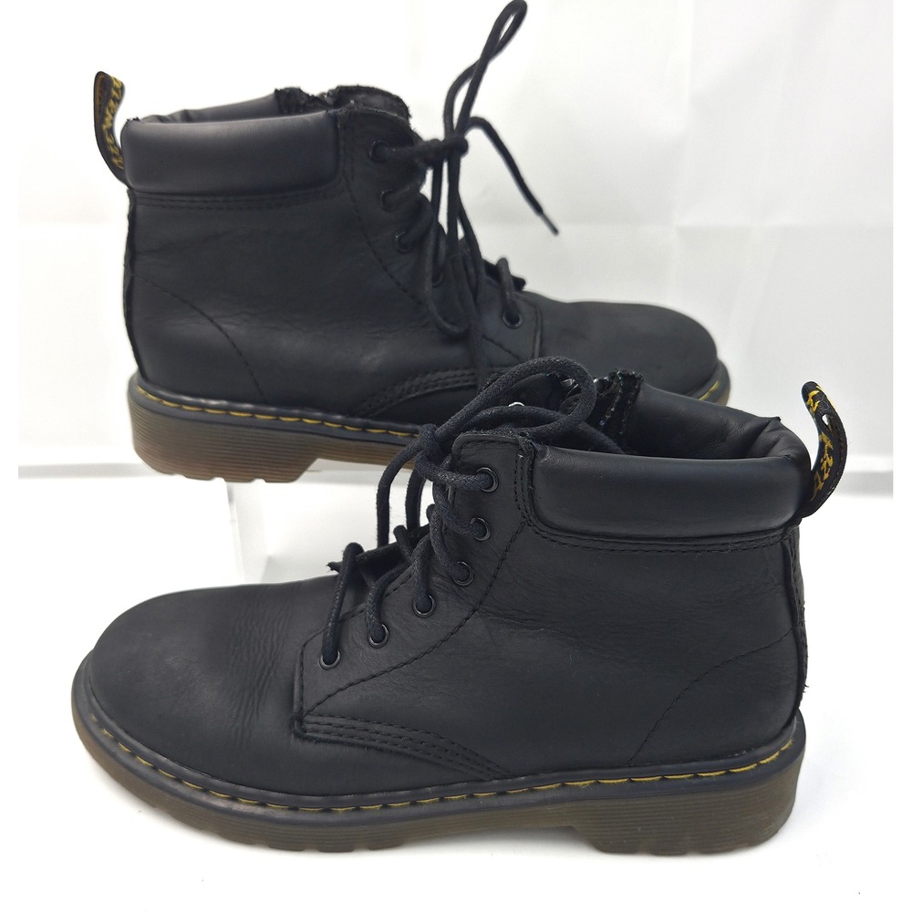 Dr. Martens Combs Leather Lace Up Side Zip Ankle Boots Black Padded Collar